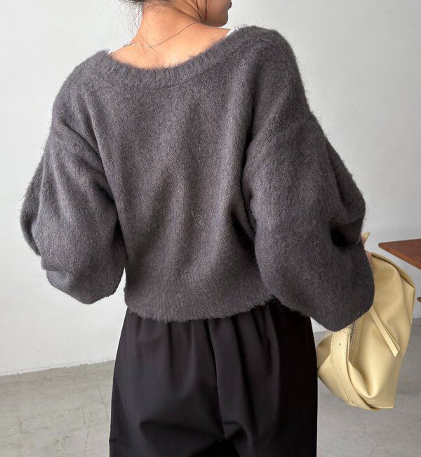  「【前後2WAY】モヘア起毛パフカーディガン」|カーディガン|