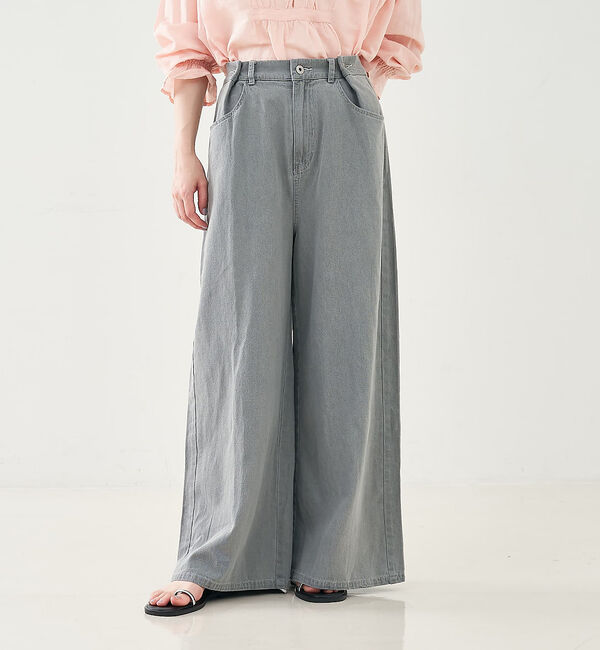 collex「タックウエストデニムパンツ」|デニム|グレー