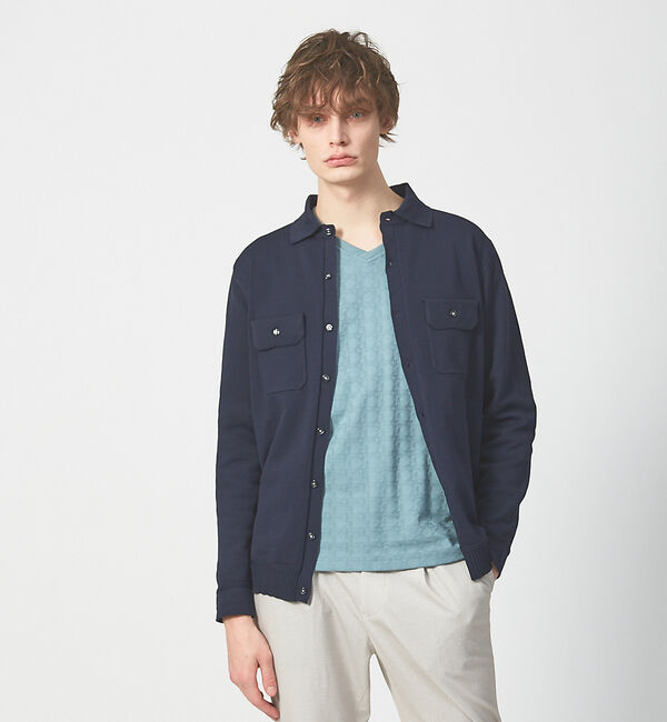 ABAHOUSE「ハイストレッチ PE 天竺 ポロ カーディガンジャケット」|カーディガン|