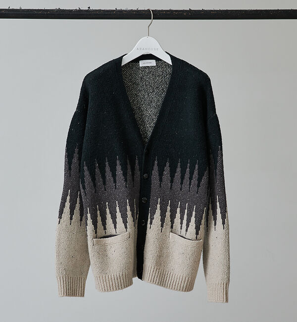 ABAHOUSE「【ネイティブ柄】オーガニックコットン カーディガン」|カーディガン|ブラック