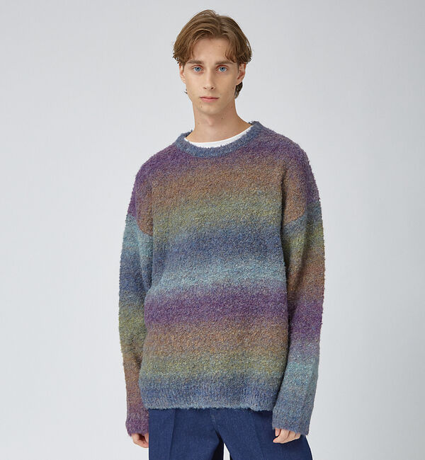 ABAHOUSE「【AH ABAHOUSE】ブークレーヤーン グラデーション ニット」|ニット・セーター|パープル