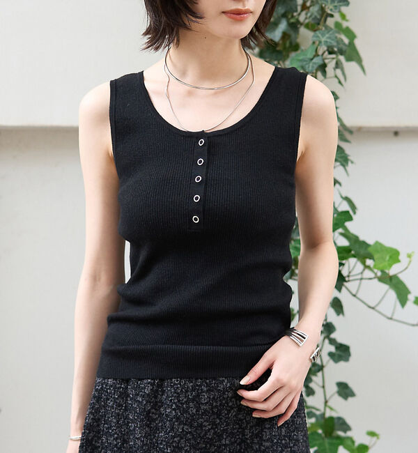 Rouge vif「ヘンリーネックニットタンクトップ」|キャミソール|ブラック
