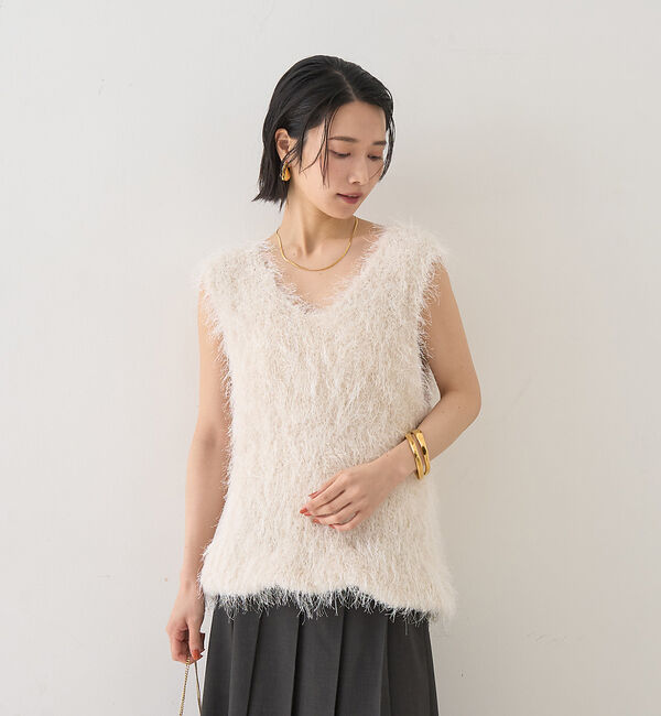 Rouge vif「コンビフェザーニットベスト」|ニット・セーター|