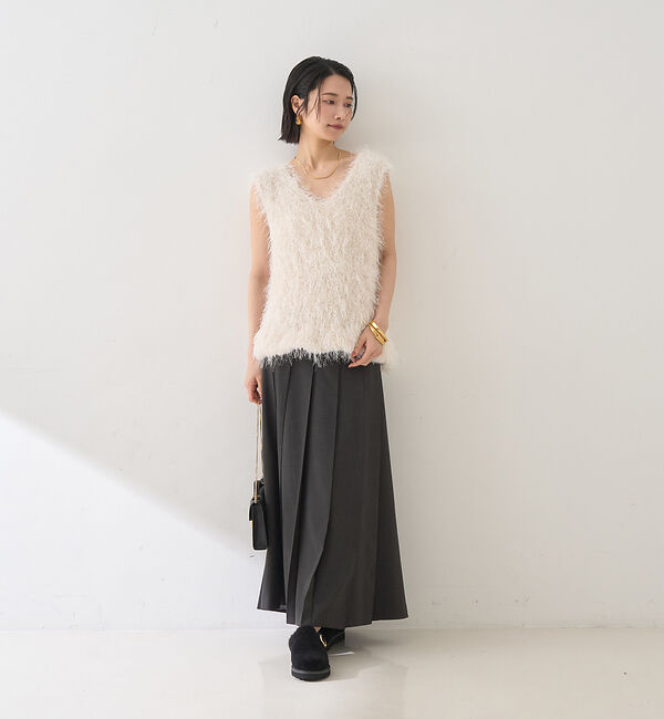 Rouge vif「コンビフェザーニットベスト」|ニット・セーター|