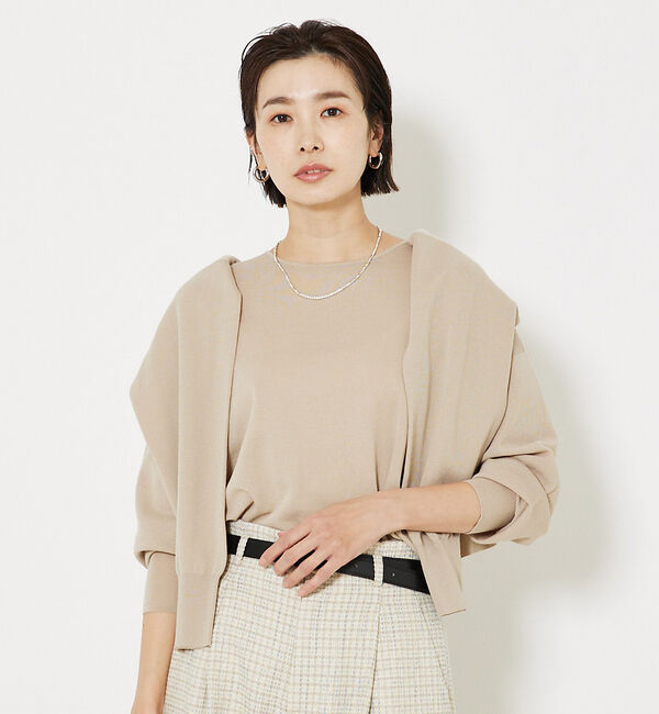 qualite「コットンナイロンハイゲージニット」|ニット・セーター|ベージュ