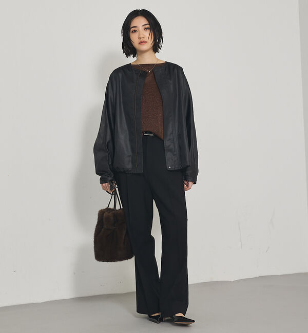 qualite「レザーライクブルゾン」|ブルゾン・スタジャン|