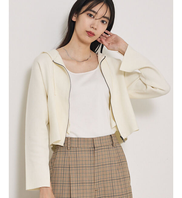 qualite「フーディーニットブルゾン」|ブルゾン・スタジャン|オフホワイト