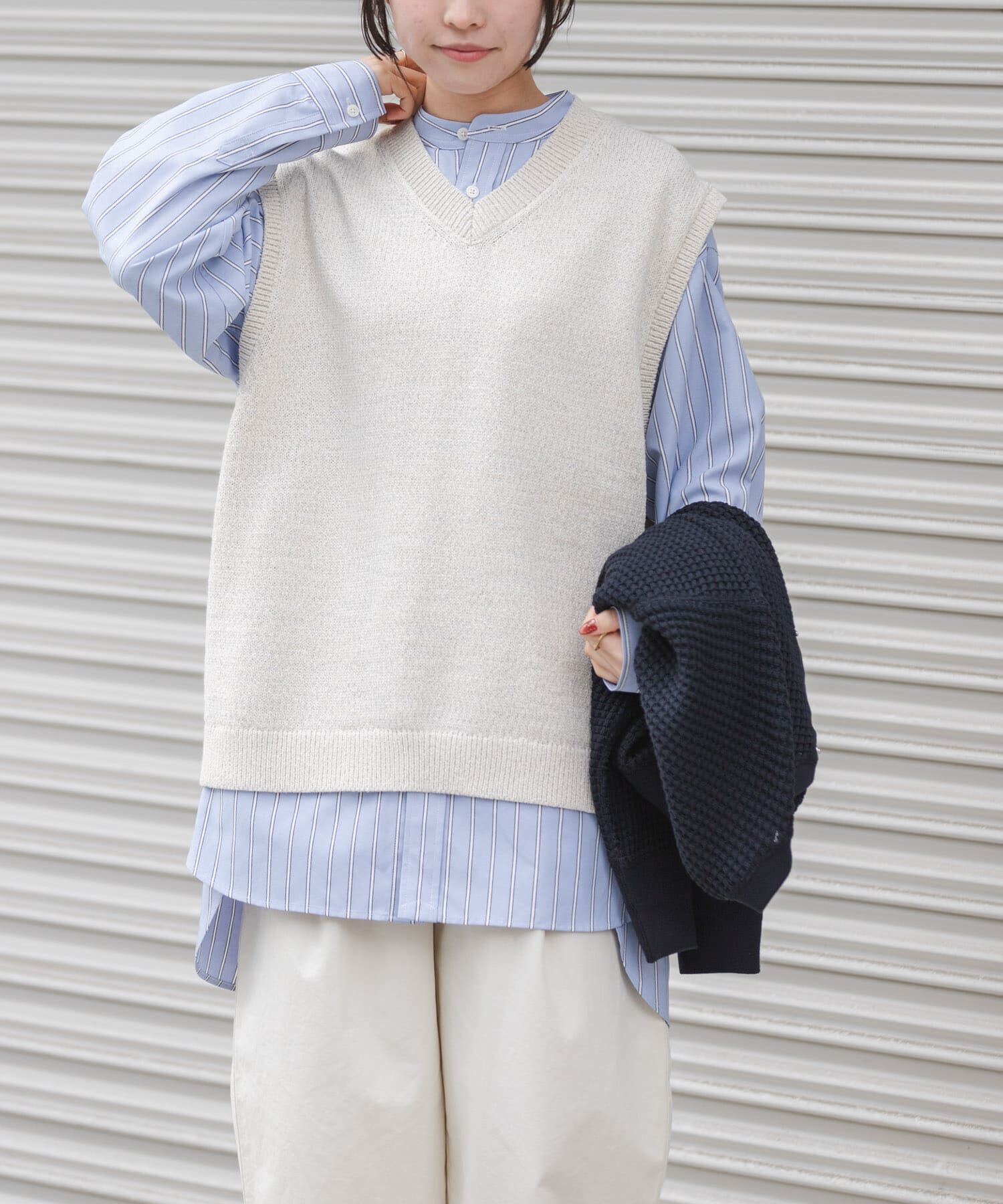 URBAN RESEARCH DOORS「FORK&SPOON　テープヤーンVネックニットベスト」|ベスト・ジレ|