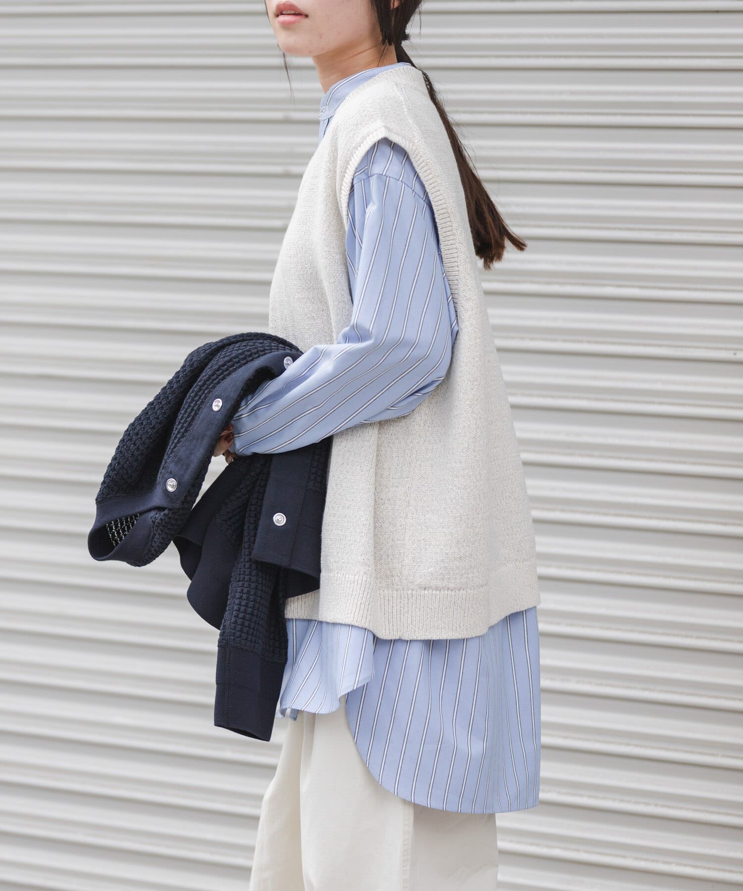 URBAN RESEARCH DOORS「FORK&SPOON　テープヤーンVネックニットベスト」|ベスト・ジレ|