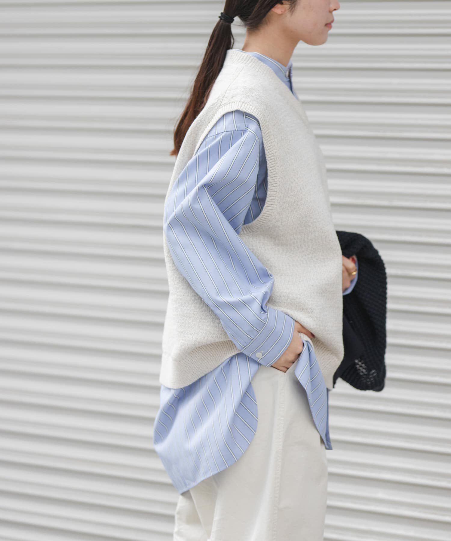 URBAN RESEARCH DOORS「FORK&SPOON　テープヤーンVネックニットベスト」|ベスト・ジレ|