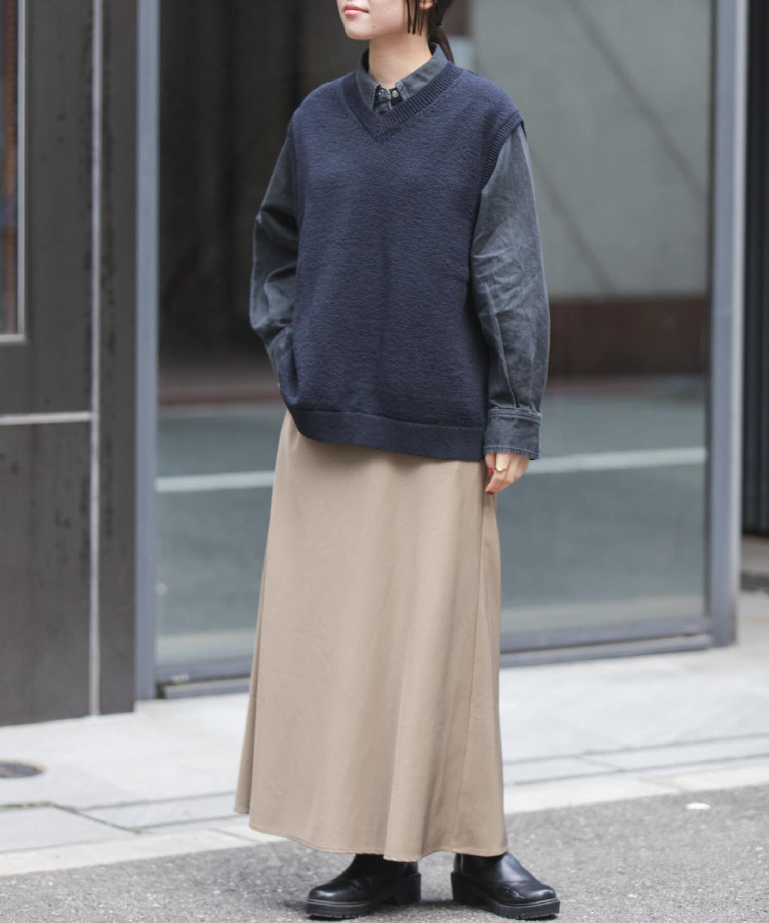 URBAN RESEARCH DOORS「FORK&SPOON　テープヤーンVネックニットベスト」|ベスト・ジレ|