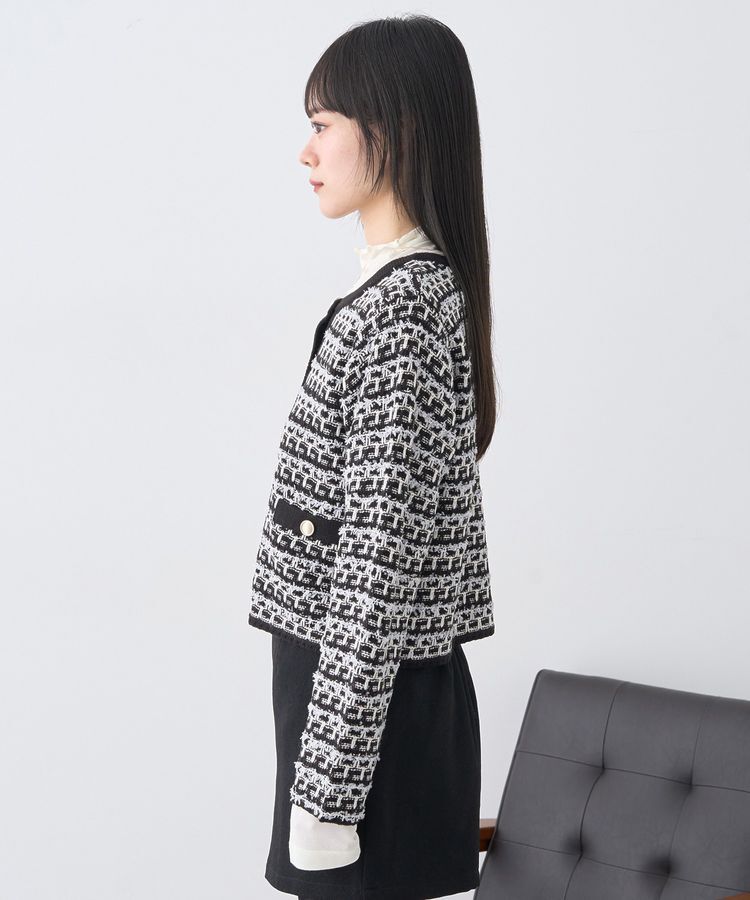 earth music&ecology「ニットツイードジャケット」|カーディガン|