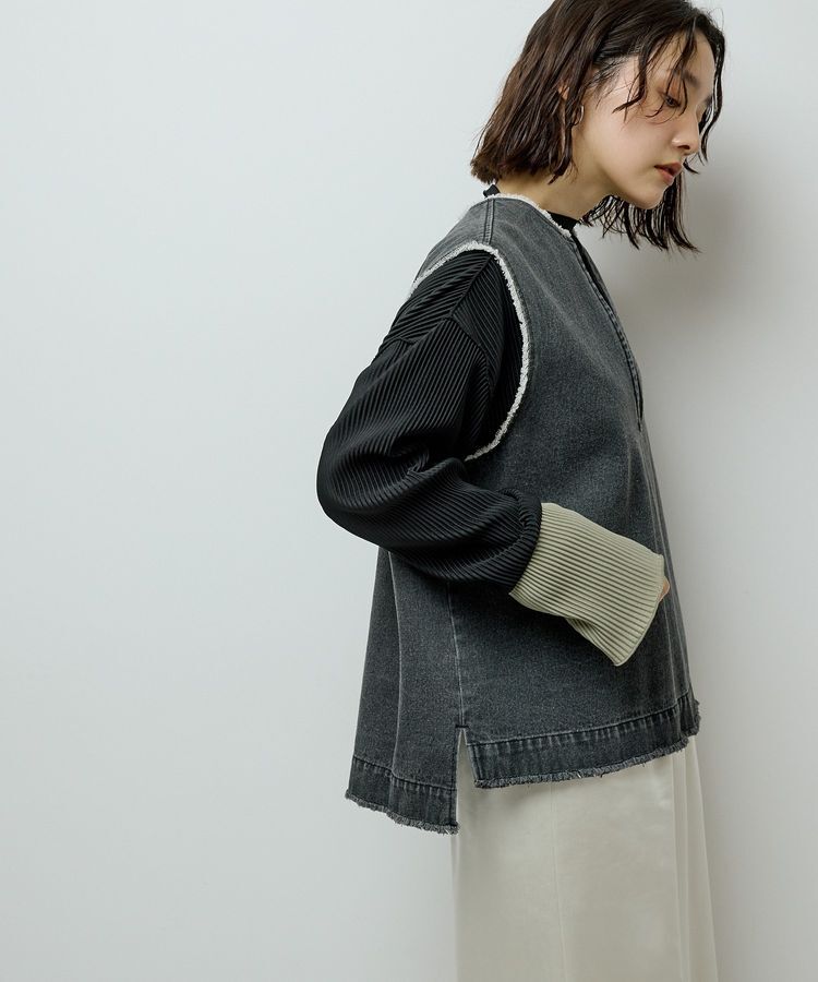 Green Parks「プリーツ袖配色プルオーバー」|Tシャツ・カットソー|