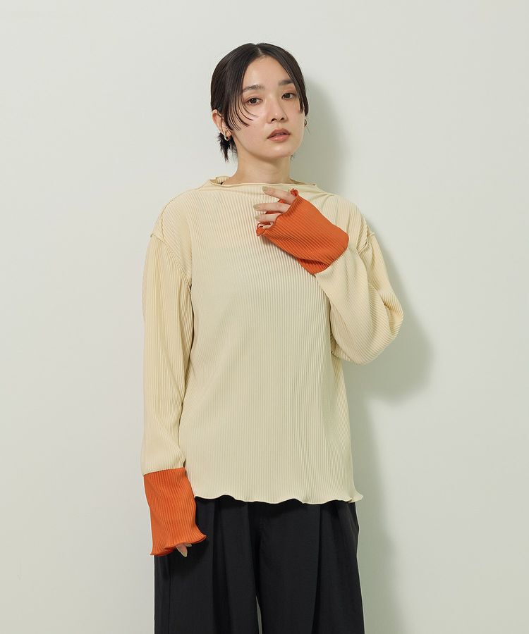 Green Parks「プリーツ袖配色プルオーバー」|Tシャツ・カットソー|