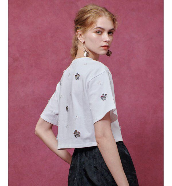 LOULOU WILLOUGHBY「【LOULOU WILLOUGHBY】スパンコールＴシャツ」|Tシャツ・カットソー|