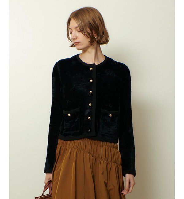 allureville「ベロアニットジャケット」|カーディガン|