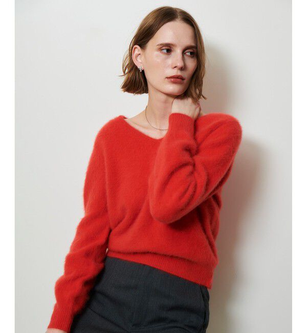 allureville「カシミヤブレンドファー加工Ｖプルオーバー」|ニット・セーター|