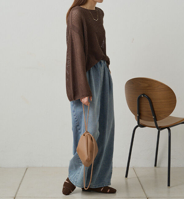  「ワイドスリーブメッシュニット」|ニット・セーター|