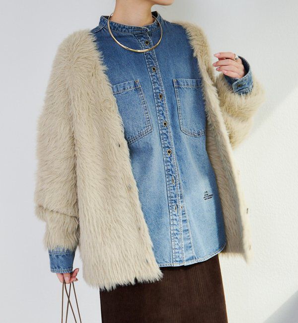  「デニムバンドカラーシャツ」|シャツ・ブラウス|