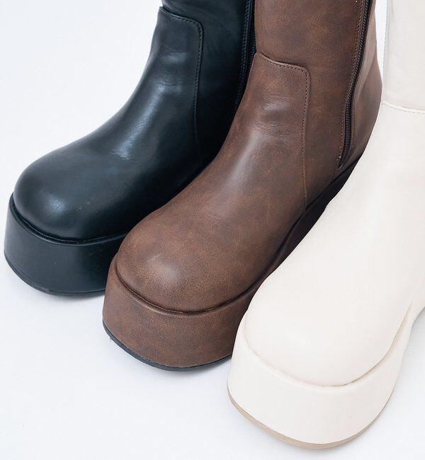  「【マイナス3キロ見え】サイドゴアボリュームソールショートブーツ」|その他|
