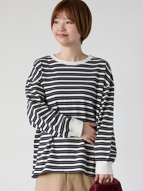 Lugnoncure「天竺マルチボーダー長袖カットソー」|その他|オフホワイト