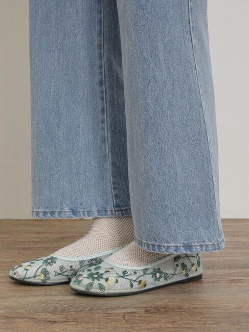 Samansa Mos2「花柄刺繍シアーシューズ」|ビジネス・ドレスシューズ|