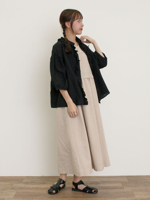 Samansa Mos2「【Cross&times;Linen】フリルブラウス」|シャツ・ブラウス|