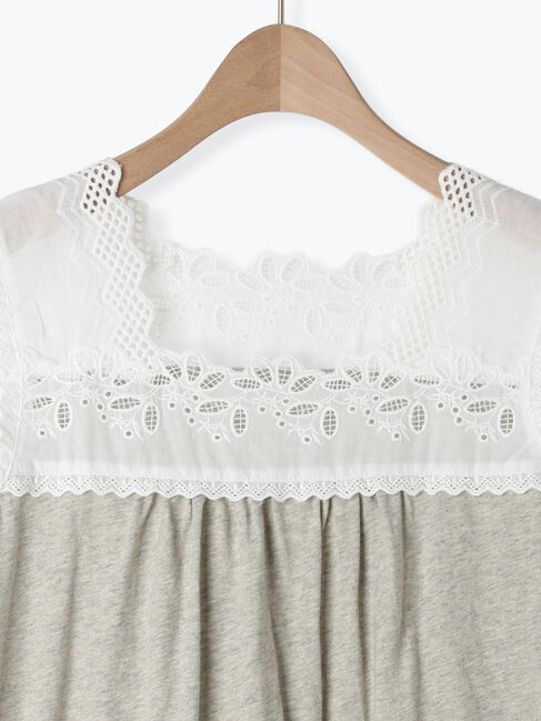 Samansa Mos2「【接触冷感】スクエアネックレースノースリーブ」|Tシャツ・カットソー|