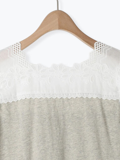 Samansa Mos2「【接触冷感】スクエアネックレースノースリーブ」|Tシャツ・カットソー|