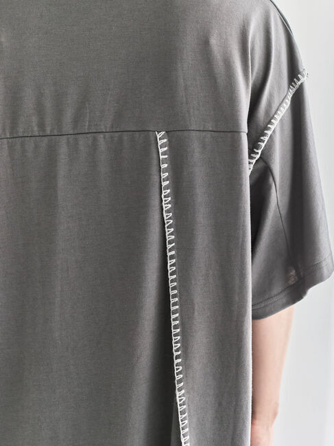 Samansa Mos2 blue「◎【接触冷感】切替ステッチチュニック」|Tシャツ・カットソー|