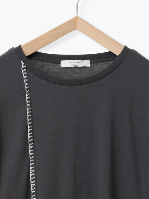 Samansa Mos2 blue「◎【接触冷感】切替ステッチチュニック」|Tシャツ・カットソー|