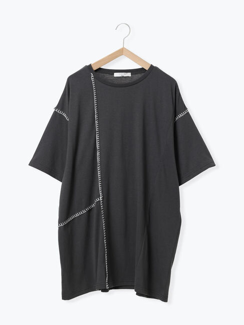 Samansa Mos2 blue「◎【接触冷感】切替ステッチチュニック」|Tシャツ・カットソー|