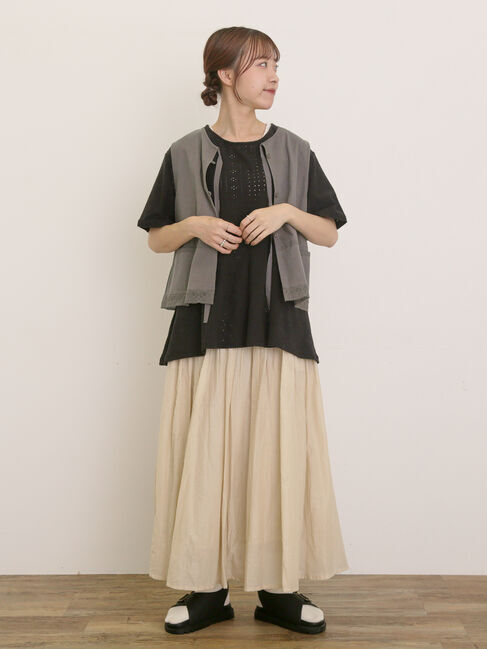 Samansa Mos2「アイレット切替フリルカットソー」|Tシャツ・カットソー|