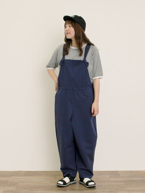 Samansa Mos2「綿麻サロペット」|その他|ネイビー