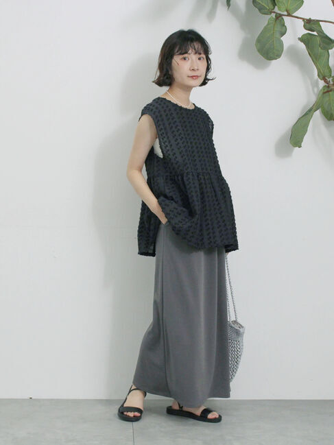 Samansa Mos2 blue「前後2wayジャカードペプラムノースリーブブラウス」|シャツ・ブラウス|