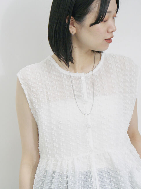 Samansa Mos2 blue「前後2wayジャカードペプラムノースリーブブラウス」|シャツ・ブラウス|