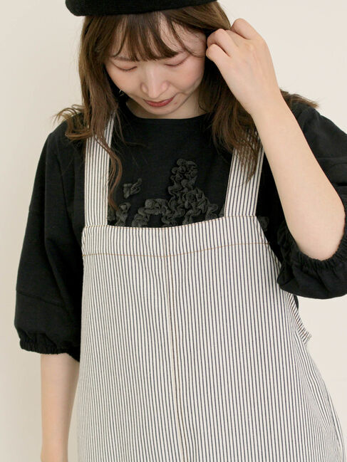 Samansa Mos2「刺繍デニム/ヒッコリーサロペットパンツ」|その他|