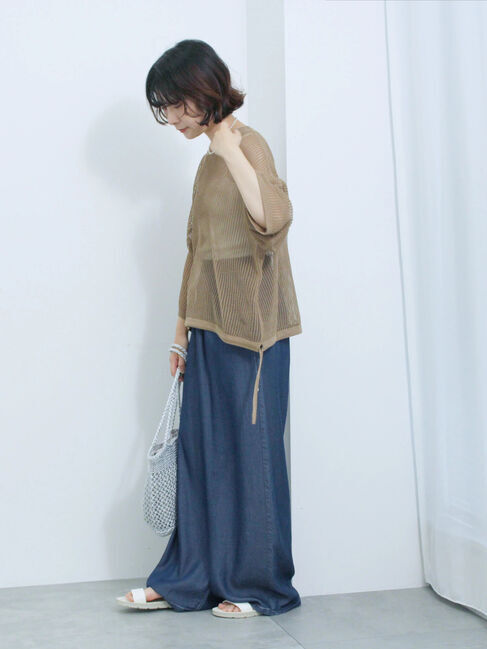 Samansa Mos2 blue「メッシュプルオーバー」|ニット・セーター|