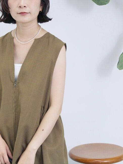 Samansa Mos2 blue「ジップベスト」|シャツ・ブラウス|