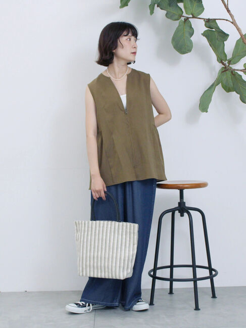 Samansa Mos2 blue「ジップベスト」|シャツ・ブラウス|