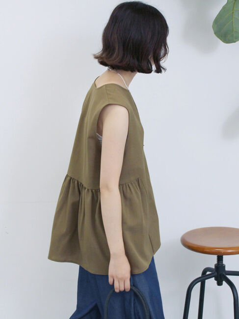 Samansa Mos2 blue「ジップベスト」|シャツ・ブラウス|