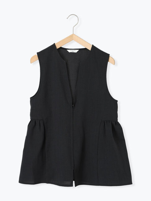 Samansa Mos2 blue「ジップベスト」|シャツ・ブラウス|