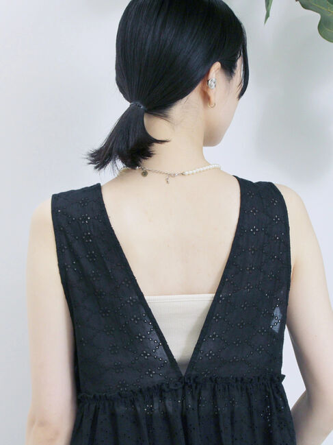 Samansa Mos2 blue「カットワークレースベスト」|シャツ・ブラウス|