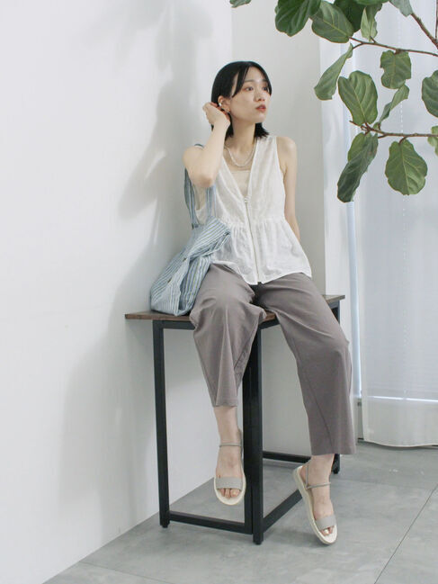 Samansa Mos2 blue「カットワークレースベスト」|シャツ・ブラウス|