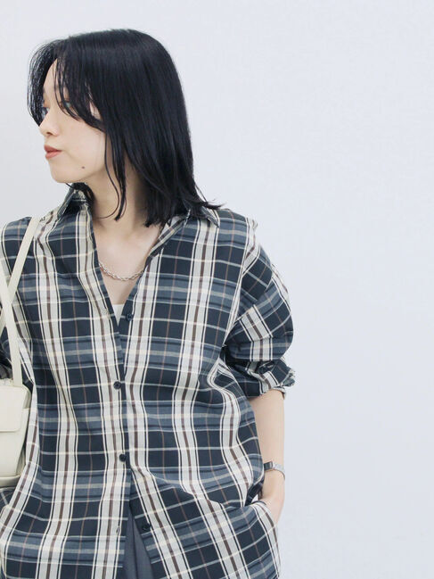 Samansa Mos2 blue「【イージーケア】マルチスタイルシャツ」|シャツ・ブラウス|ブラック