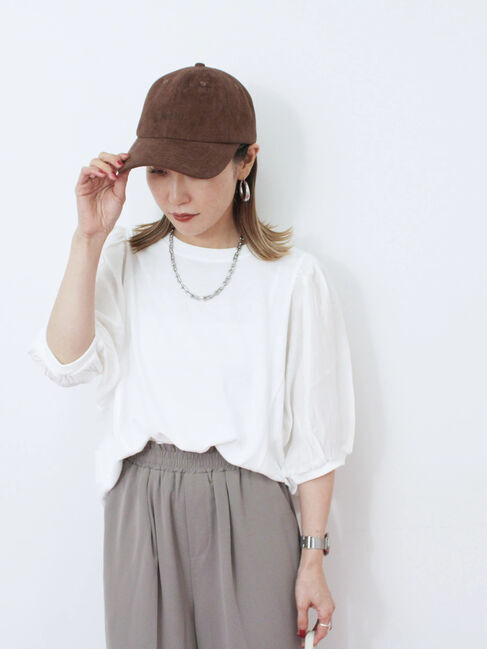 Samansa Mos2 blue「袖ボリュームTシャツ」|Tシャツ・カットソー|