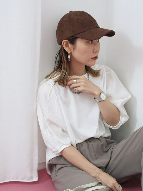 Samansa Mos2 blue「袖ボリュームTシャツ」|Tシャツ・カットソー|