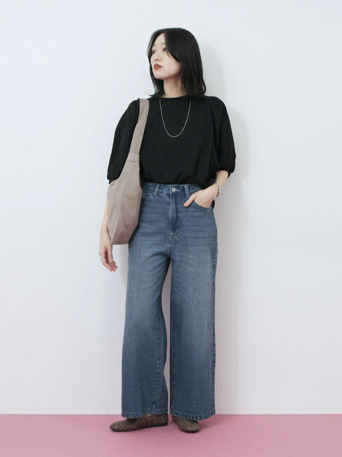 Samansa Mos2 blue「袖ボリュームTシャツ」|Tシャツ・カットソー|