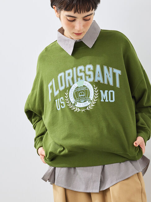 SM2「ミニ裏毛カレッジプリント+刺繍スウェット」|Tシャツ・カットソー|カーキ