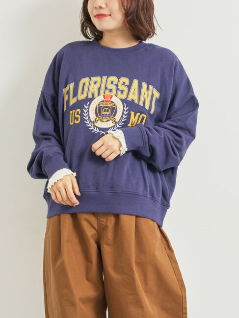 SM2「ミニ裏毛カレッジプリント+刺繍スウェット」|Tシャツ・カットソー|ネイビー